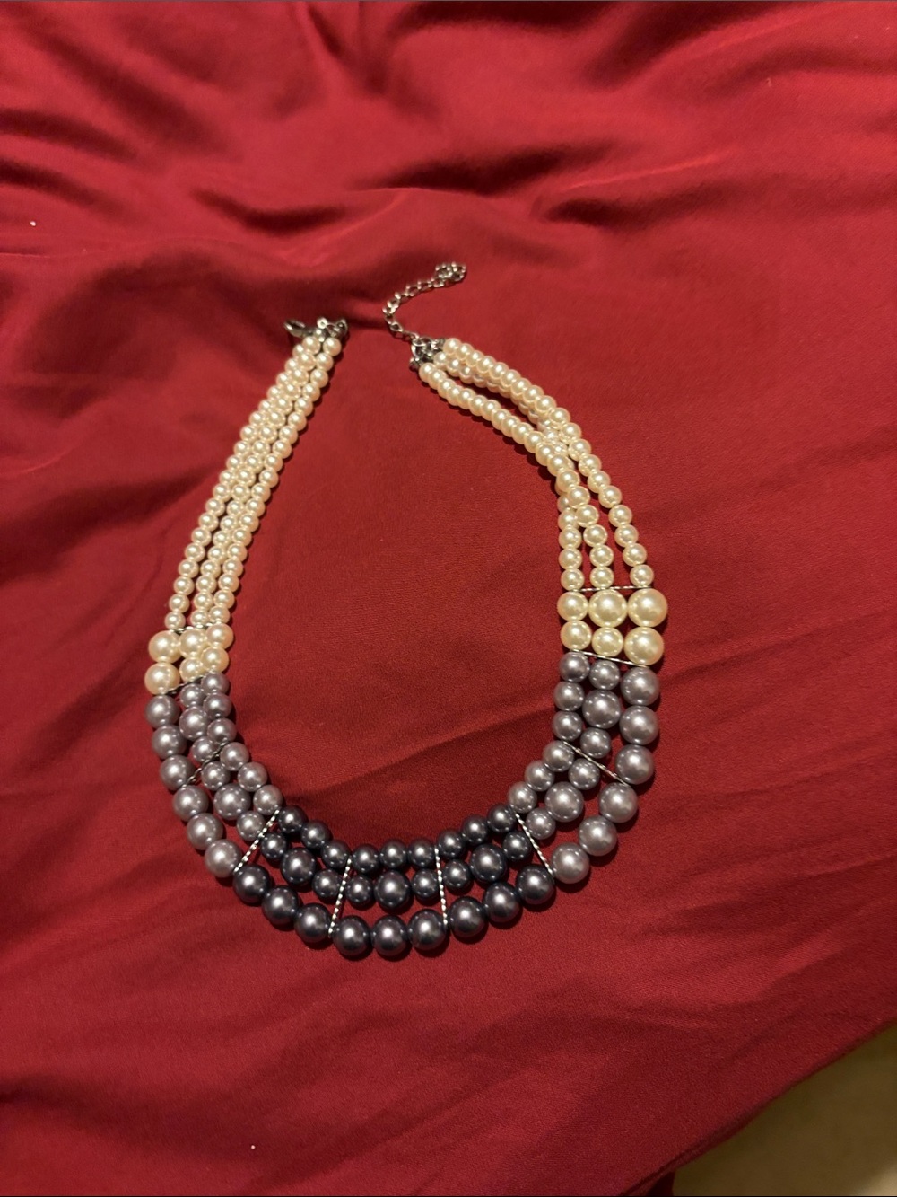 paparazzi Two-Tone Multi-Strand Pearl Necklace - Cream & Gunmetal